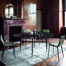 ITALIAN CONTEMPORARY DESIGN DINING TABLE GLAMOUR ROUND WITH wooden or marble TOP.