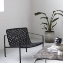 Habra black color rattan lounge chair