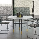 Italian Contemporary design dining table glamour round with glasss top.